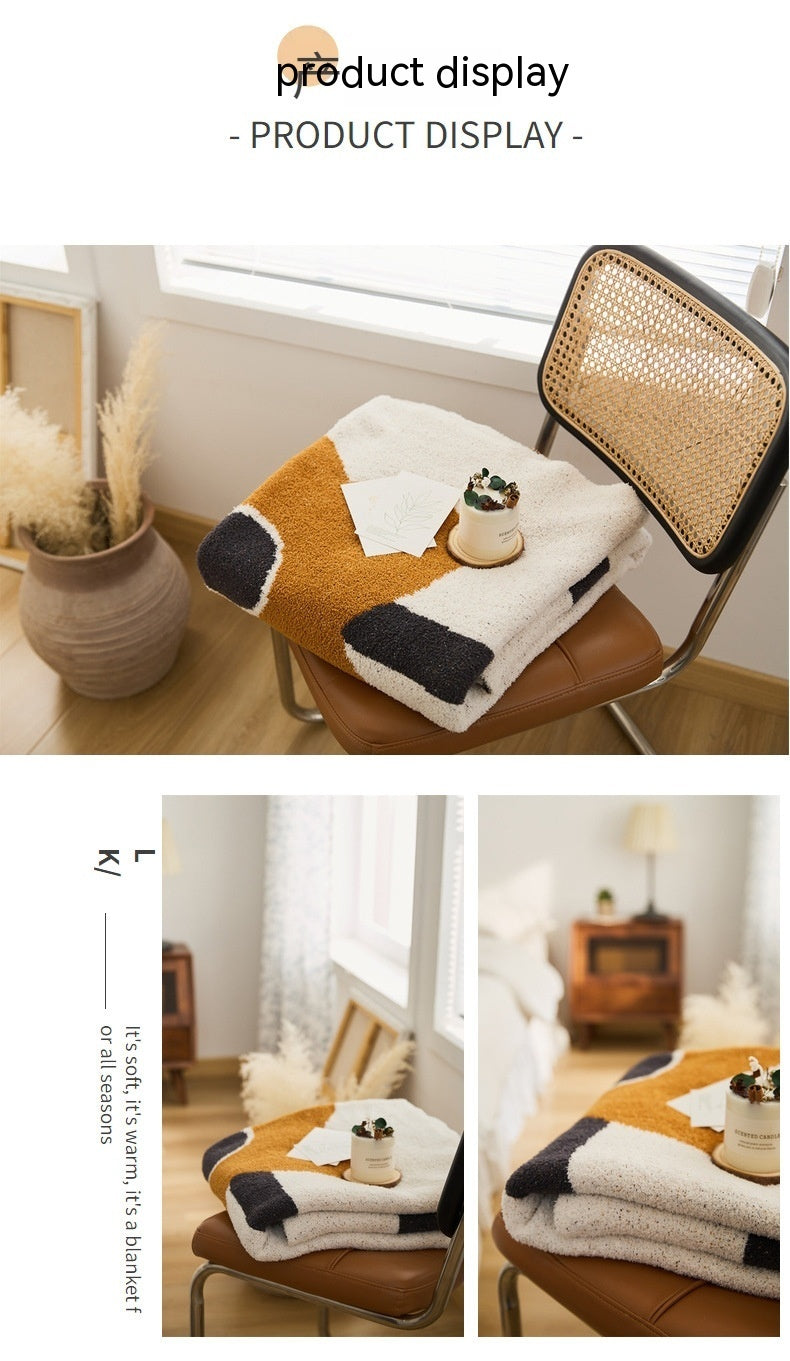 Nordic Semi-Velvet Knitted Blanket - Soft Floral Winter Throw