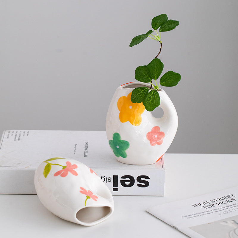 Colorful Ceramic Flower Vase - Boho Desktop & Living Room Decor