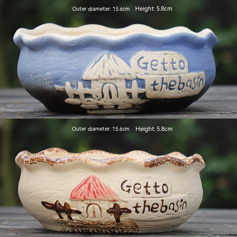 Rustic Ceramic Succulent Planter Pots - Large Flower Pots for Indoor & Outdoor Decor