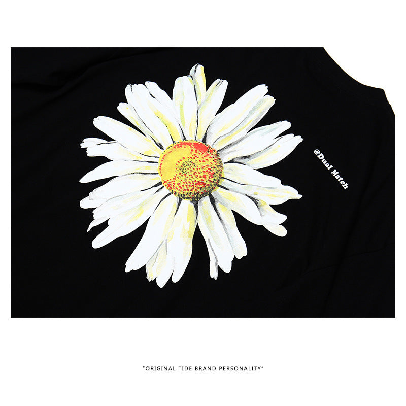 Daisy Graphic Print Oversized Cotton T-Shirt - Unisex Streetwear Tee