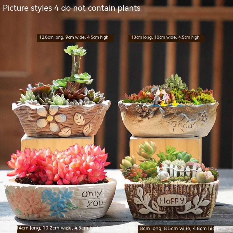 Rustic Ceramic Succulent Planter Pots - Large Flower Pots for Indoor & Outdoor Decor