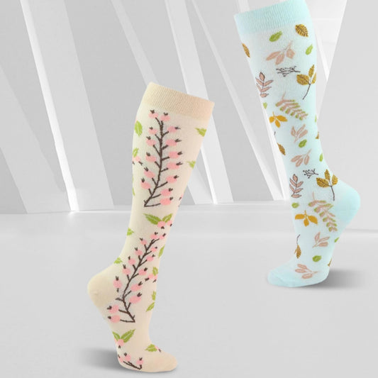 Floral Compression Socks - Women's & Men's Sports Support Stockings
