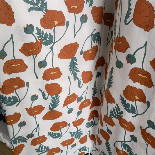 Floral & Fruit Print Cotton Twill Fabric - 100% Cotton, 148 cm Width (10m Roll)