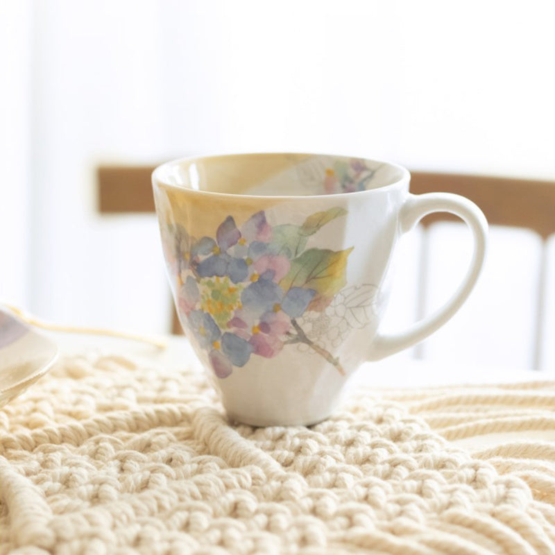 Hand-Painted Style Flower Coffee Mug - Ceramic Gift Cup