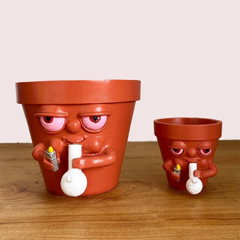 Funny Cartoon Resin Flower Pots - Smokin' Personality Planters