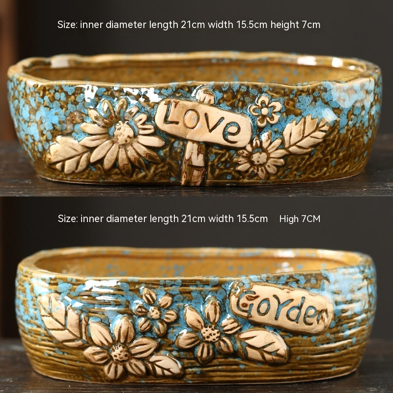 Rustic Ceramic Succulent Planter Pots - Large Flower Pots for Indoor & Outdoor Decor