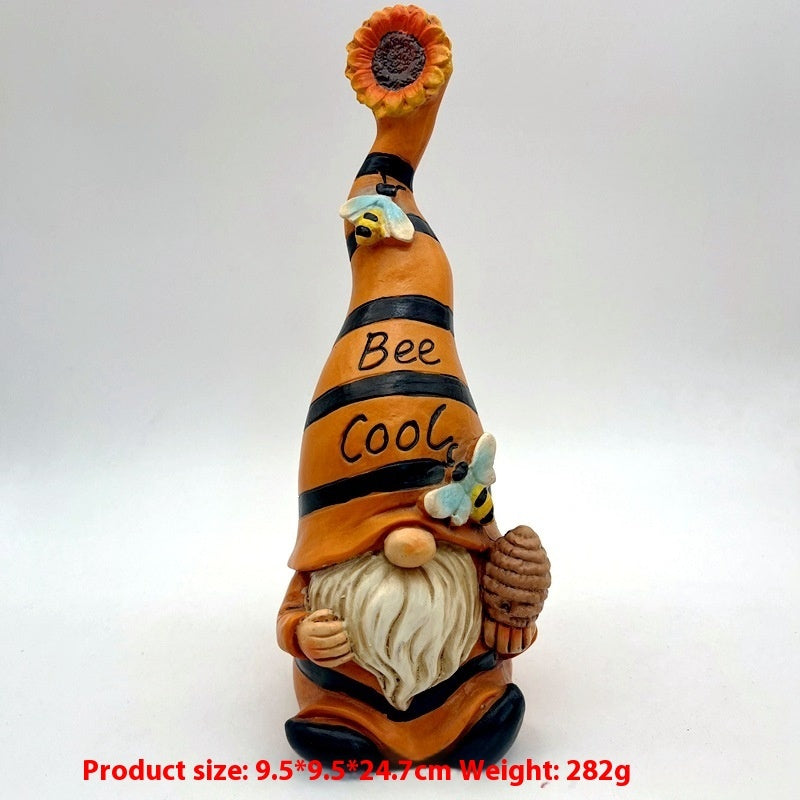 Bee Cool & Bee Yourself Sunflower Gnome Statues - Resin Garden Decorations