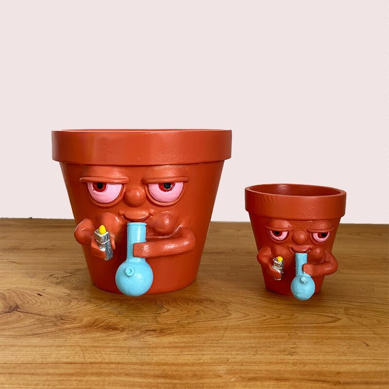 Funny Cartoon Resin Flower Pots - Smokin' Personality Planters