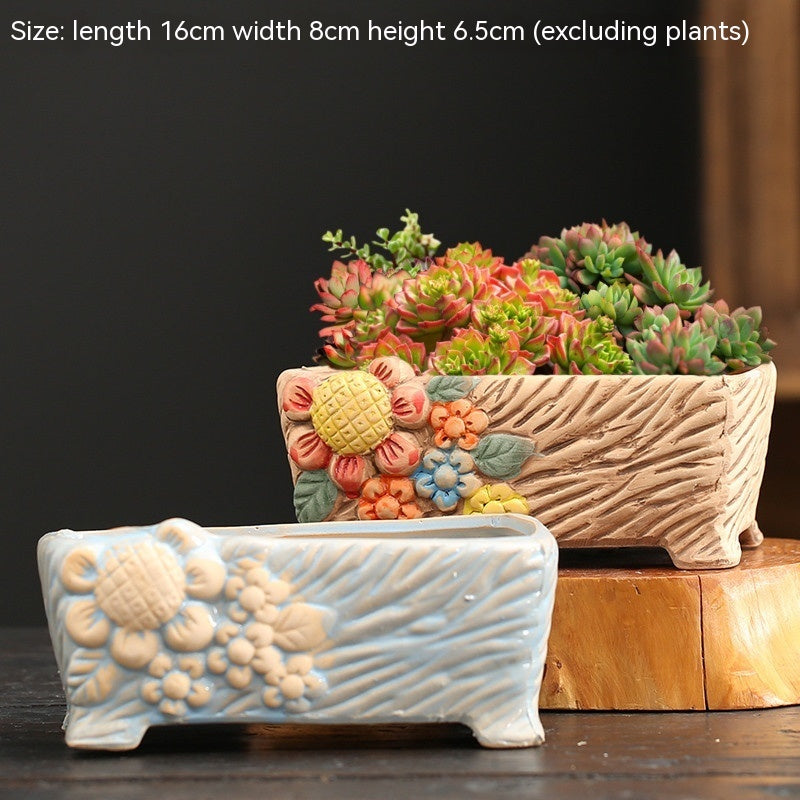 Rustic Ceramic Succulent Planter Pots - Large Flower Pots for Indoor & Outdoor Decor