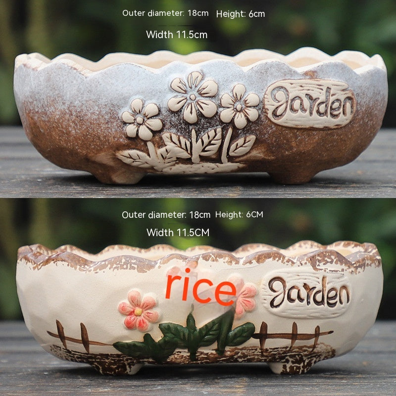 Rustic Ceramic Succulent Planter Pots - Large Flower Pots for Indoor & Outdoor Decor