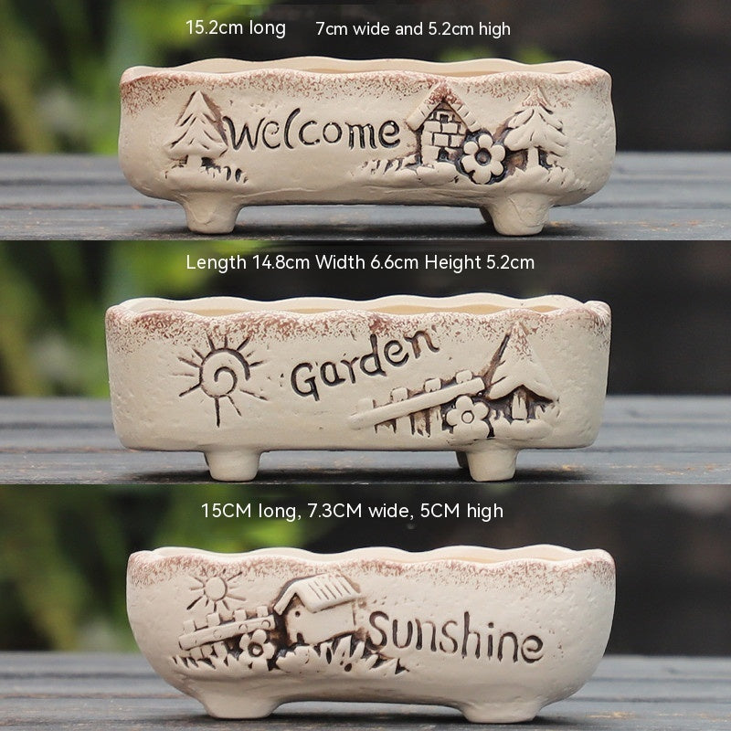 Rustic Ceramic Succulent Planter Pots - Large Flower Pots for Indoor & Outdoor Decor