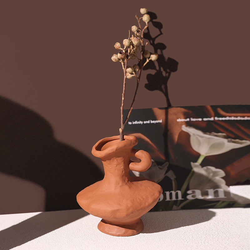 Retro Ceramic Pottery Vases - Rustic Flower Arrangement Table Decor