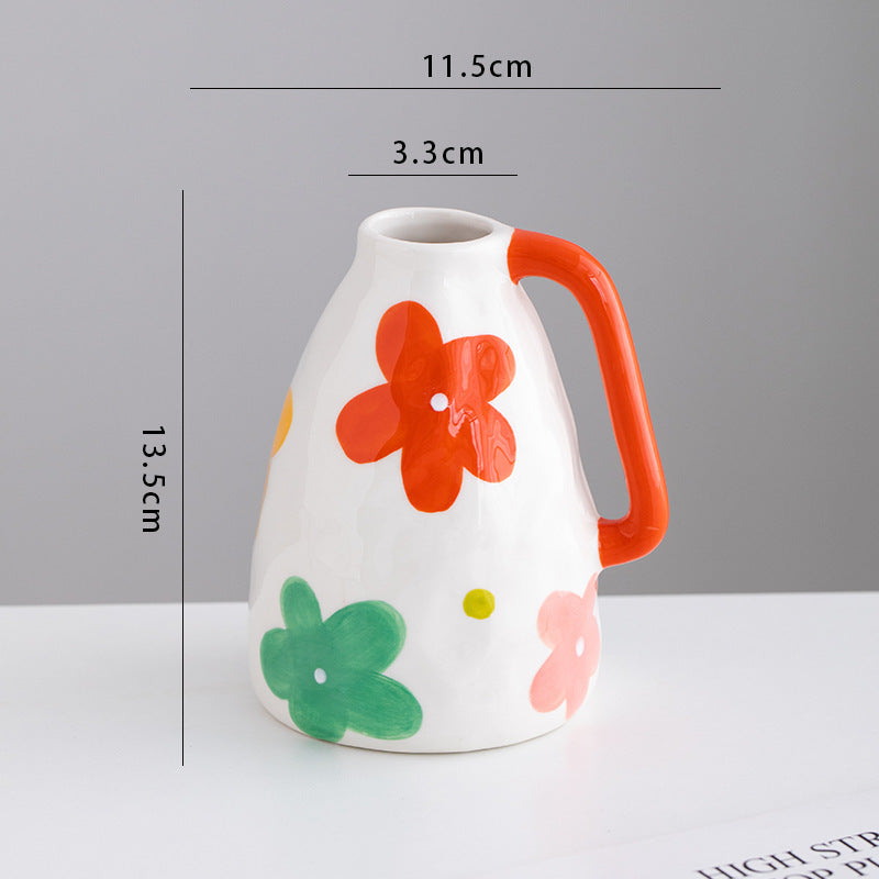 Colorful Ceramic Flower Vase - Boho Desktop & Living Room Decor