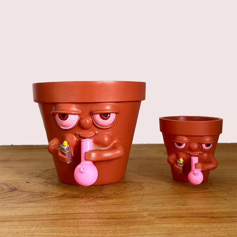 Funny Cartoon Resin Flower Pots - Smokin' Personality Planters