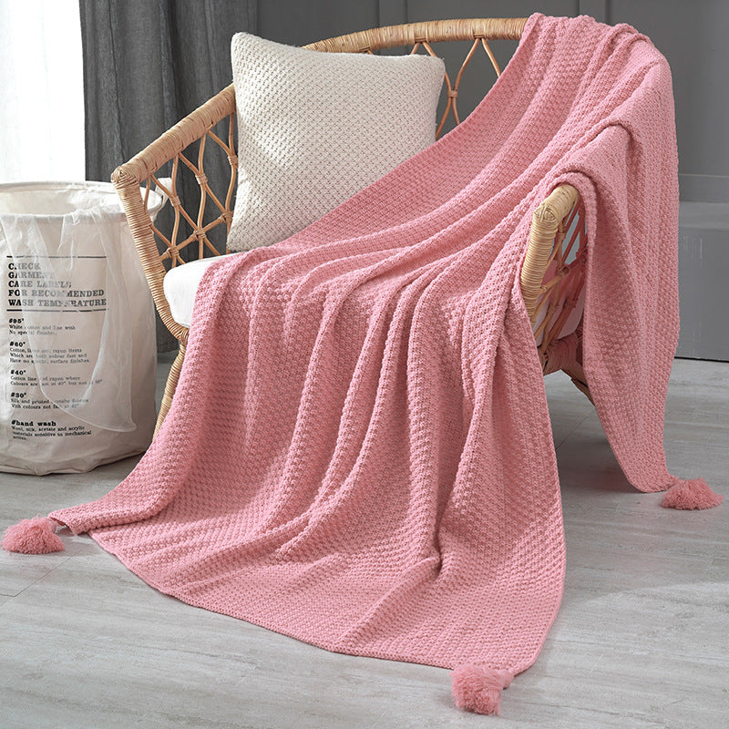 Nordic Tassel Knit Throw Blanket - Cozy Acrylic Sofa Blanket for All Seasons