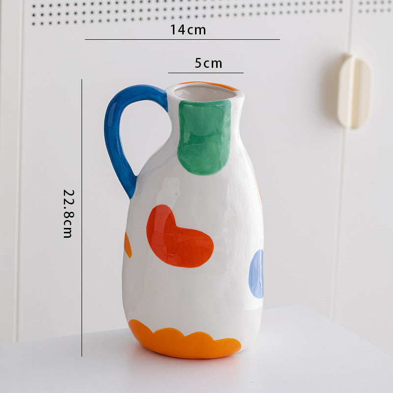 Colorful Ceramic Flower Vase - Boho Desktop & Living Room Decor