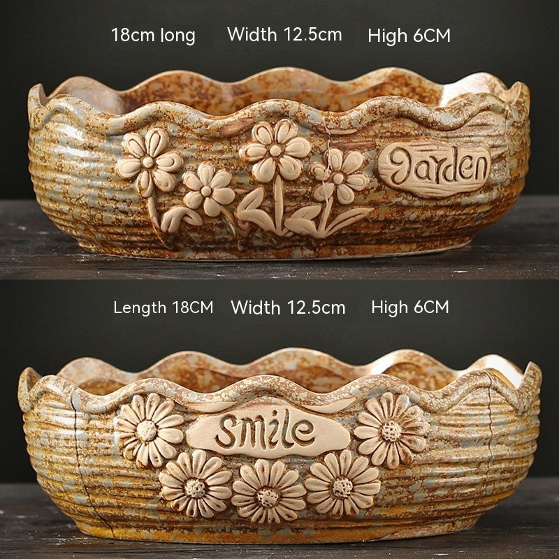 Rustic Ceramic Succulent Planter Pots - Large Flower Pots for Indoor & Outdoor Decor