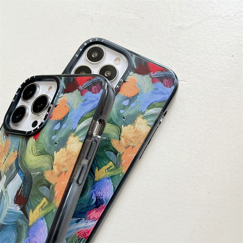 Watercolor Floral iPhone Case - Artistic Oil Painting Design, Soft TPU Cover
