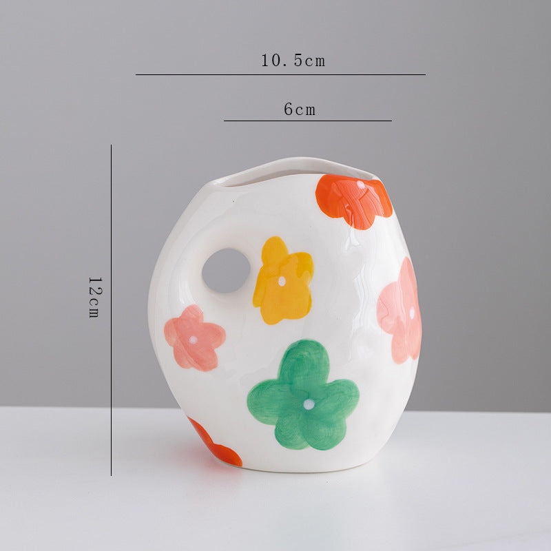 Colorful Ceramic Flower Vase - Boho Desktop & Living Room Decor