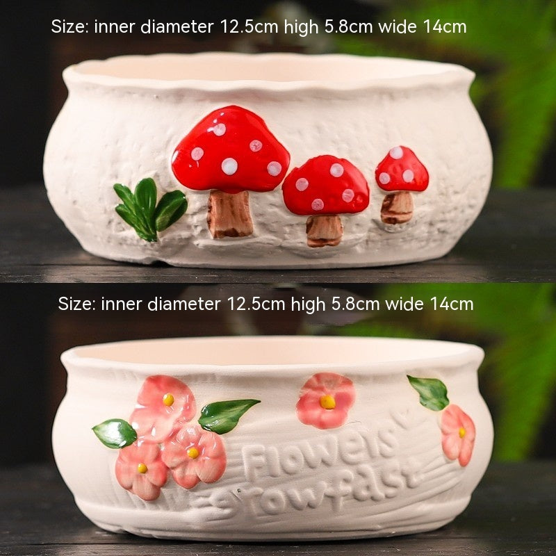 Rustic Ceramic Succulent Planter Pots - Large Flower Pots for Indoor & Outdoor Decor