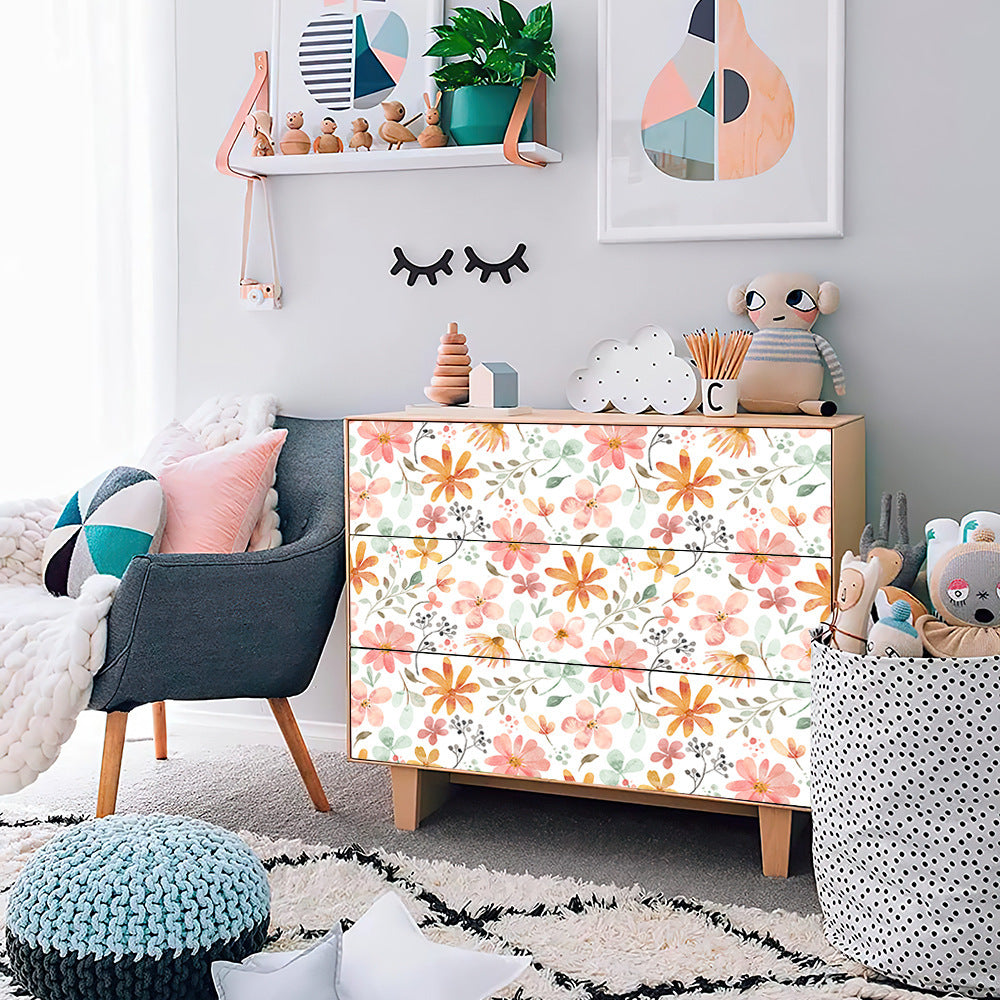 Floral Self-Adhesive Wallpaper - Waterproof PVC Decorative Wall Covering