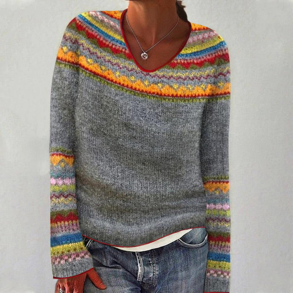 Women's 3D Knit Striped Pullover Sweater - Cozy Casual Top