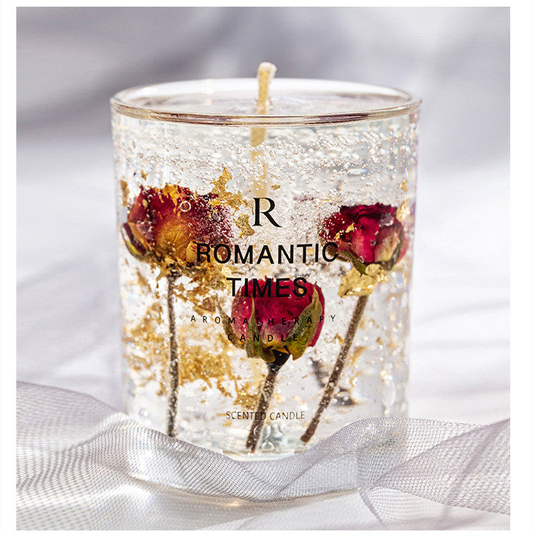 Flower Jelly Wax Candle - Aromatherapy Essential Oil with Real Floral Design