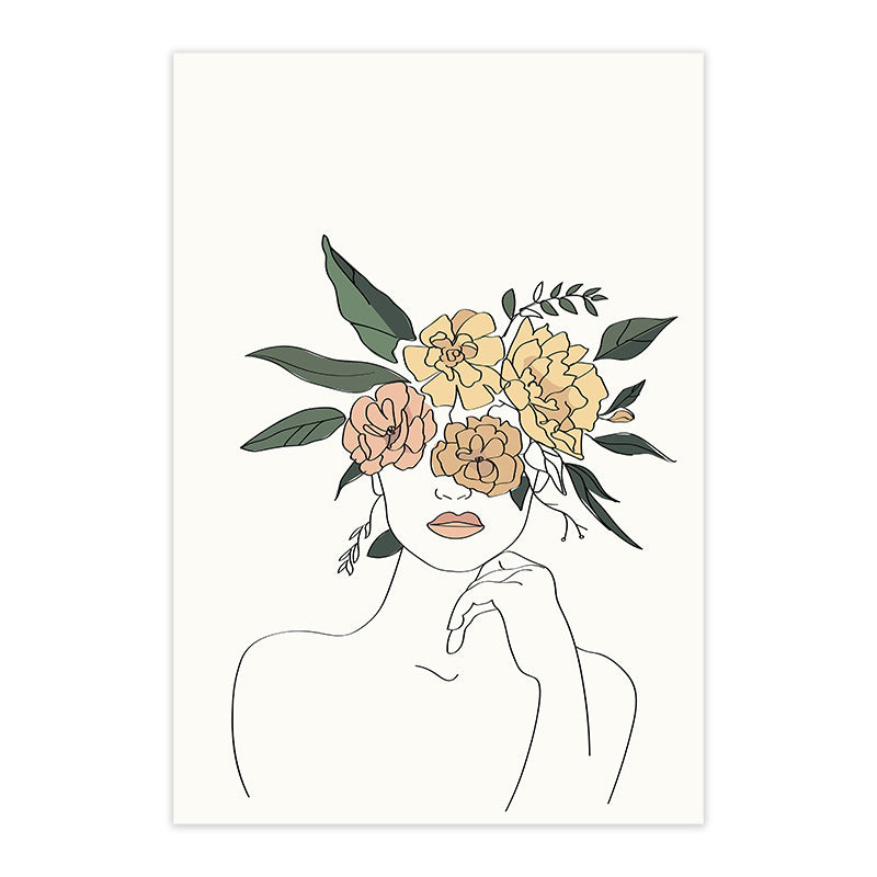 Minimalist Line Art Flower Canvas Prints - Nordic Botanical Wall Decor