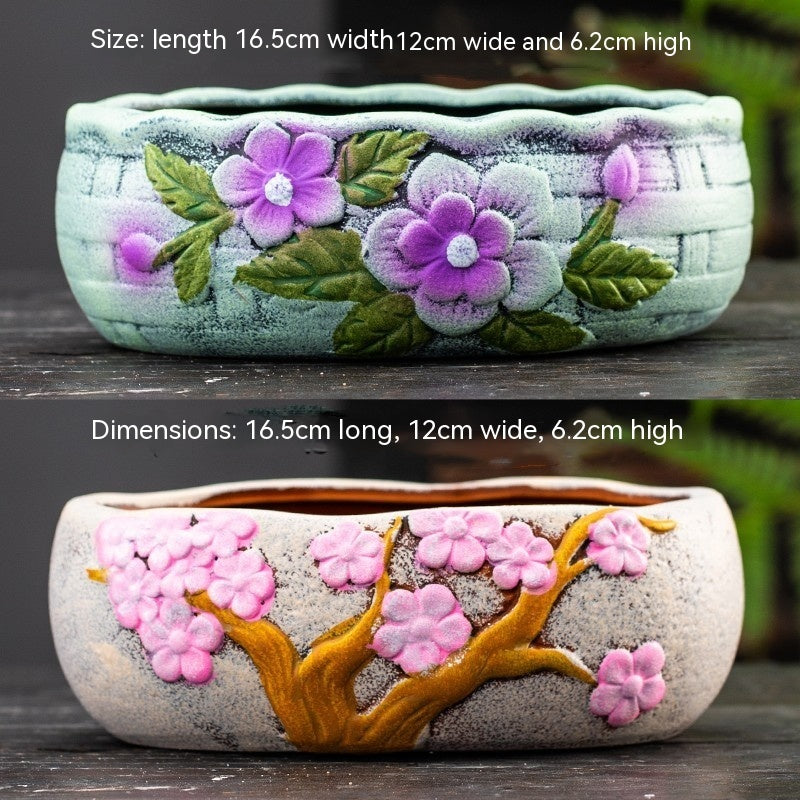 Rustic Ceramic Succulent Planter Pots - Large Flower Pots for Indoor & Outdoor Decor