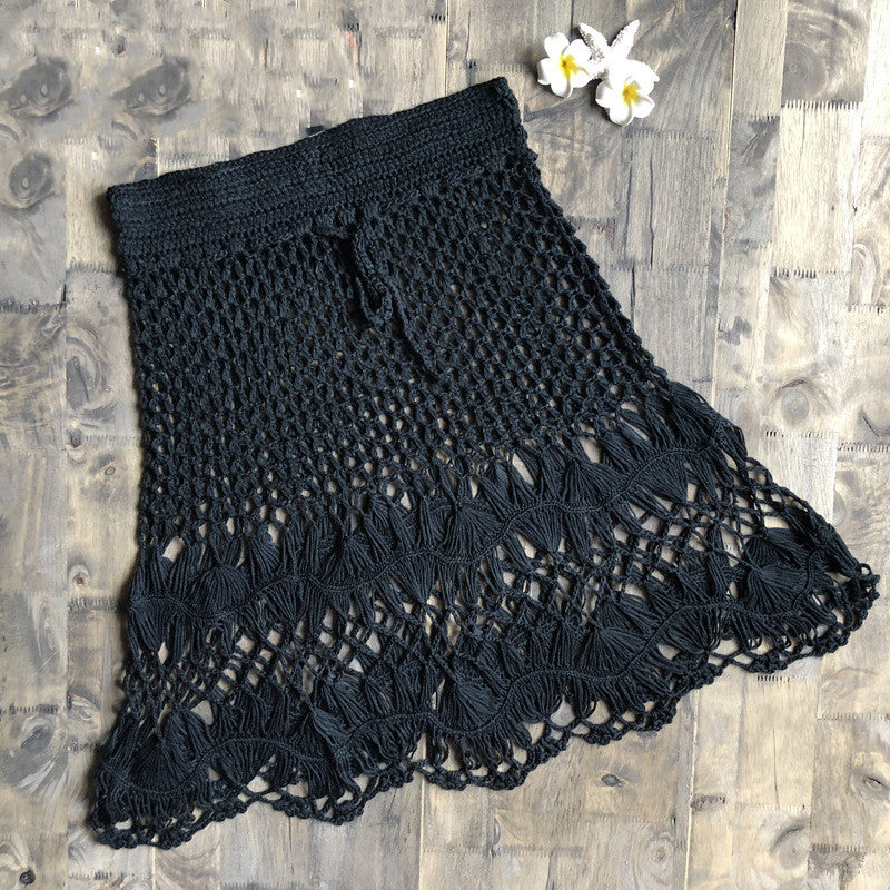 Handmade Crochet Flower Beach Skirt - Boho Bikini Cover-Up