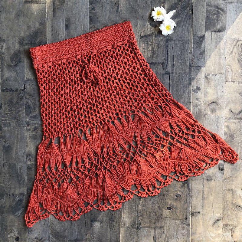 Handmade Crochet Flower Beach Skirt - Boho Bikini Cover-Up