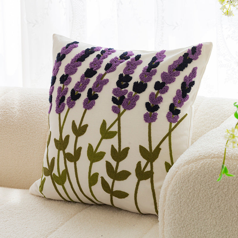 Embroidered Floral Pillow Covers - Decorative Cushion for Sofa & Living Room
