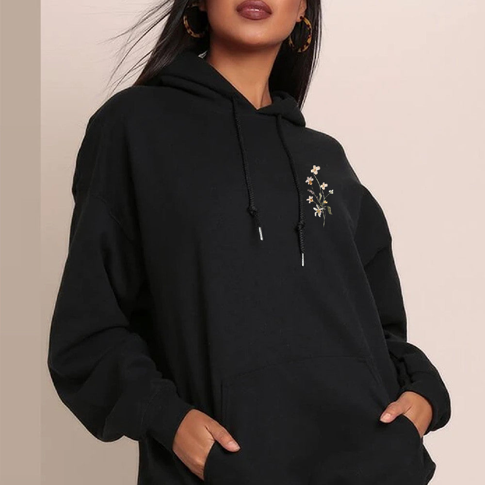 Women's Floral Graphic Hoodie - Oversized Pullover Sweatshirt
