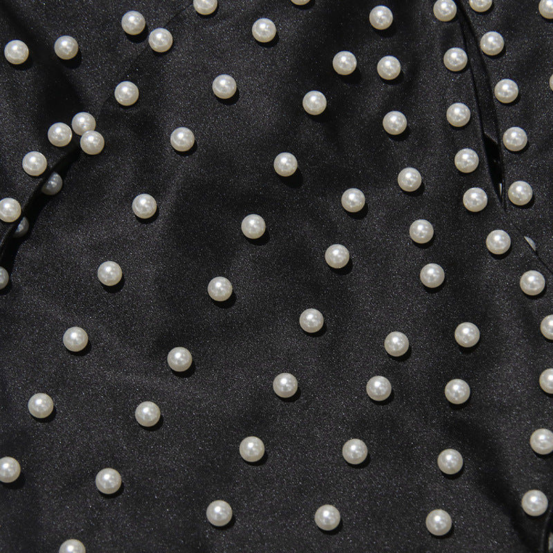 Beaded Flower Tube Top - Pearl Embellished Strapless Statement Top