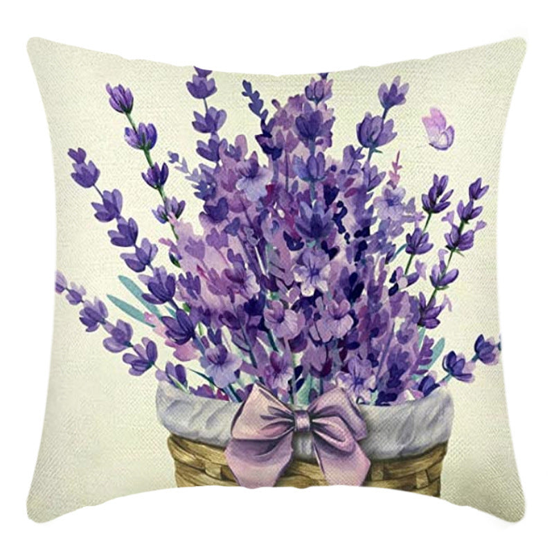 Floral Linen Throw Pillow Covers - Summer Botanical Cushion Cases (45 x 45 cm)