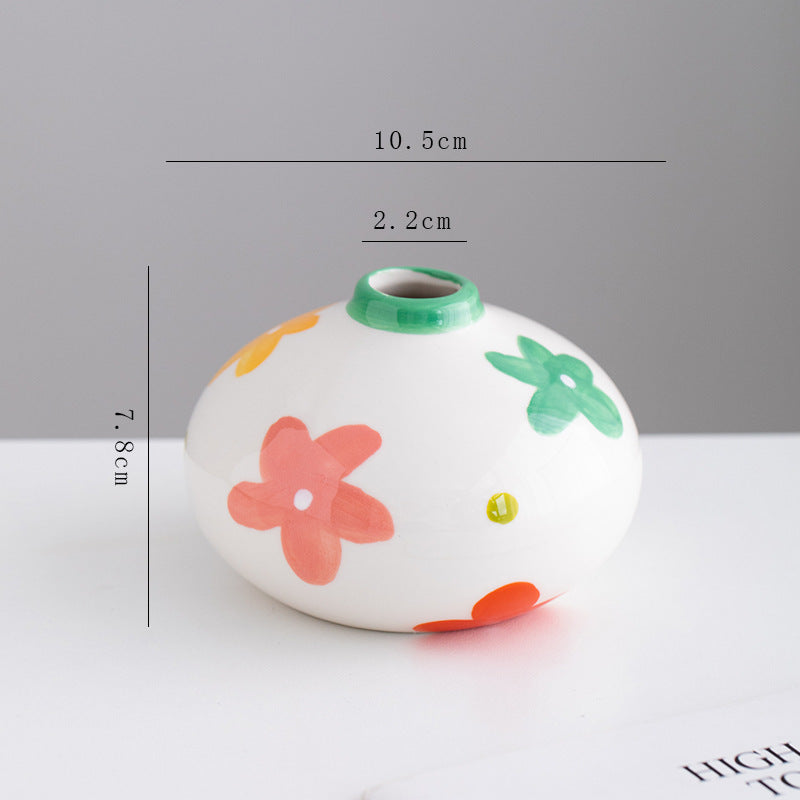 Colorful Ceramic Flower Vase - Boho Desktop & Living Room Decor