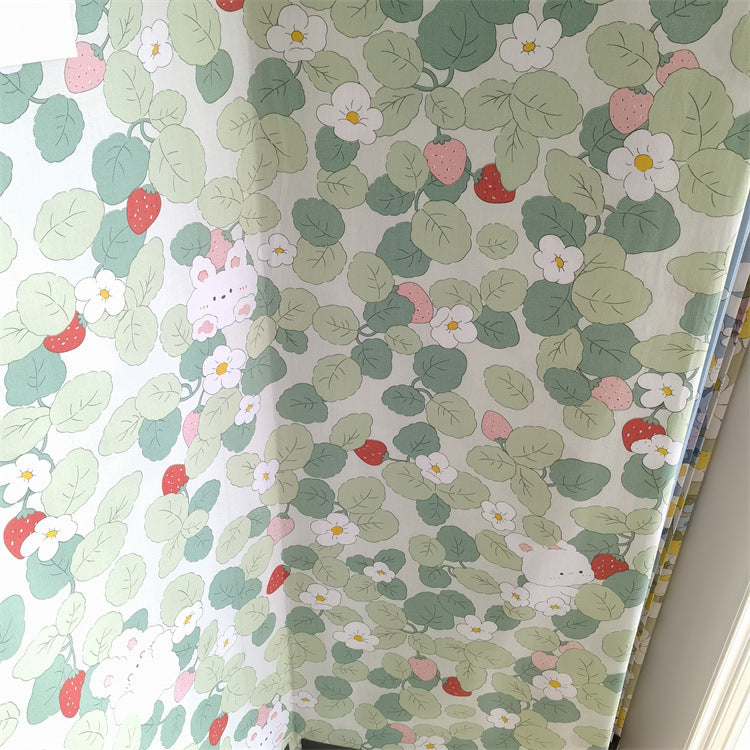 Floral & Fruit Print Cotton Twill Fabric - 100% Cotton, 148 cm Width (10m Roll)