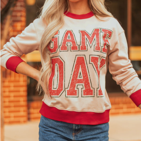 Game Day Oversized Sweatshirt - Casual Cozy Football Season Pullover