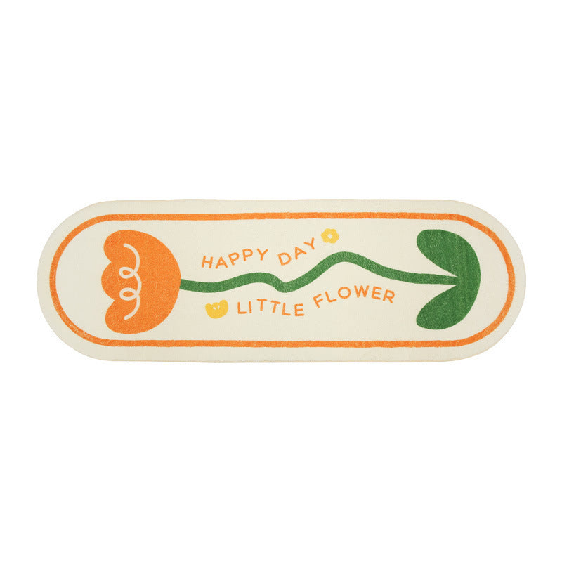 Nordic Happy Flower Bedside Rug - Soft Imitation Cashmere Carpet Mat