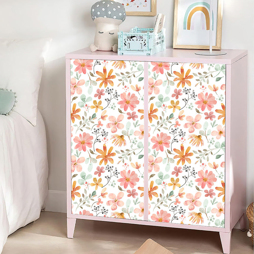 Floral Self-Adhesive Wallpaper - Waterproof PVC Decorative Wall Covering