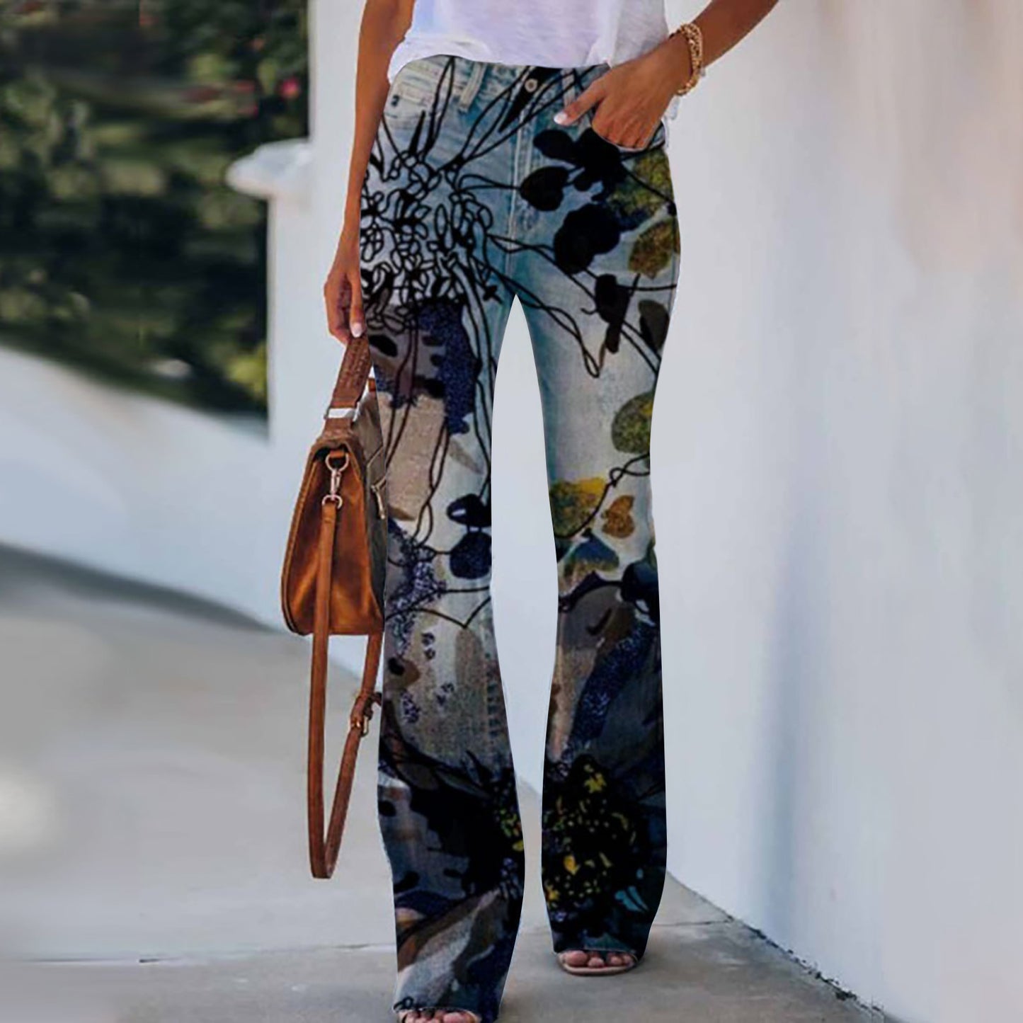 Boho Floral Print Wide-Leg Trousers - Retro High Street Style (S-5XL)