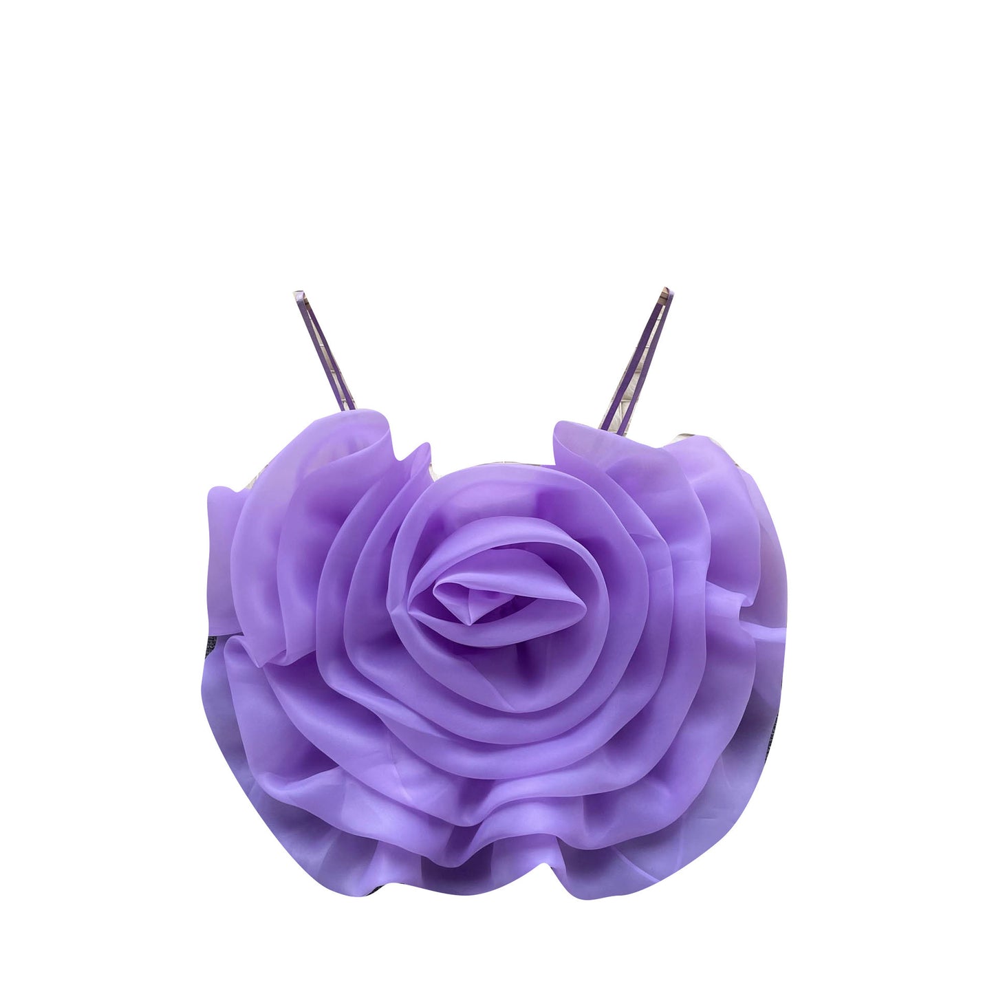 3D Rose Blossom Organza Camisole - Vacation Party Crop Top