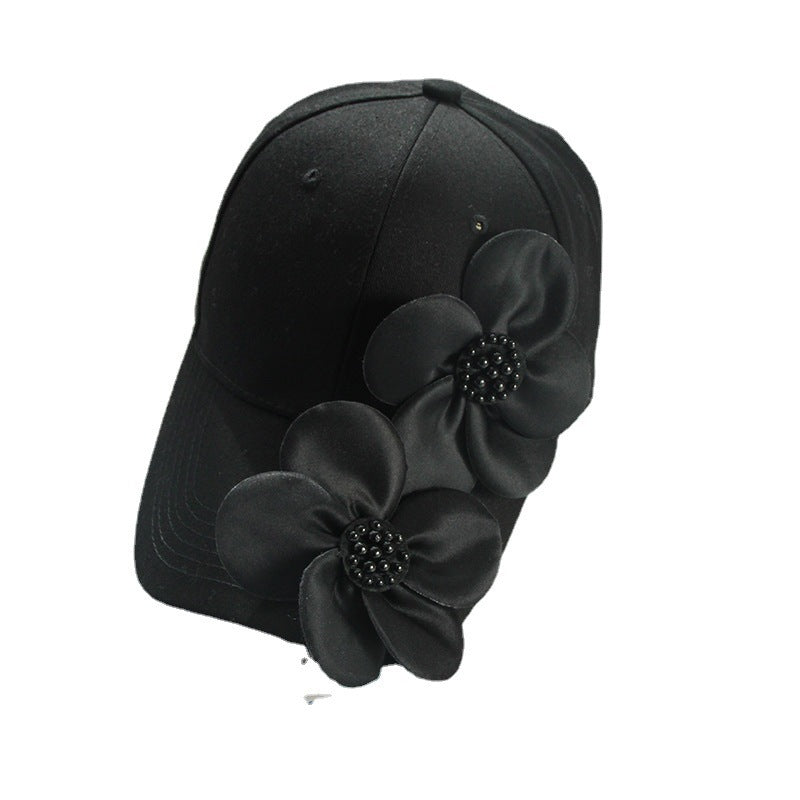 Women's Elegant 3D Flower Baseball Cap - Adjustable Cotton Hat