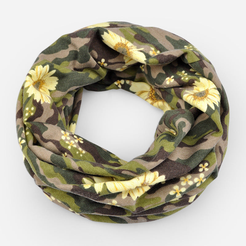 Floral Camouflage Cotton Beanie Hat & Headwrap - Lightweight Women's Bib Cap