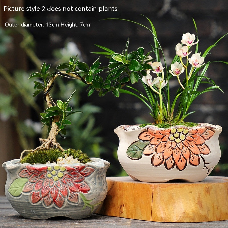 Rustic Ceramic Succulent Planter Pots - Large Flower Pots for Indoor & Outdoor Decor