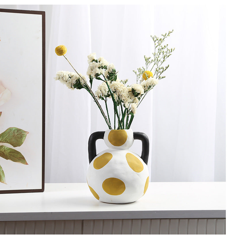 Modern Abstract Ceramic Flower Vase - Geometric Home Decor Accent
