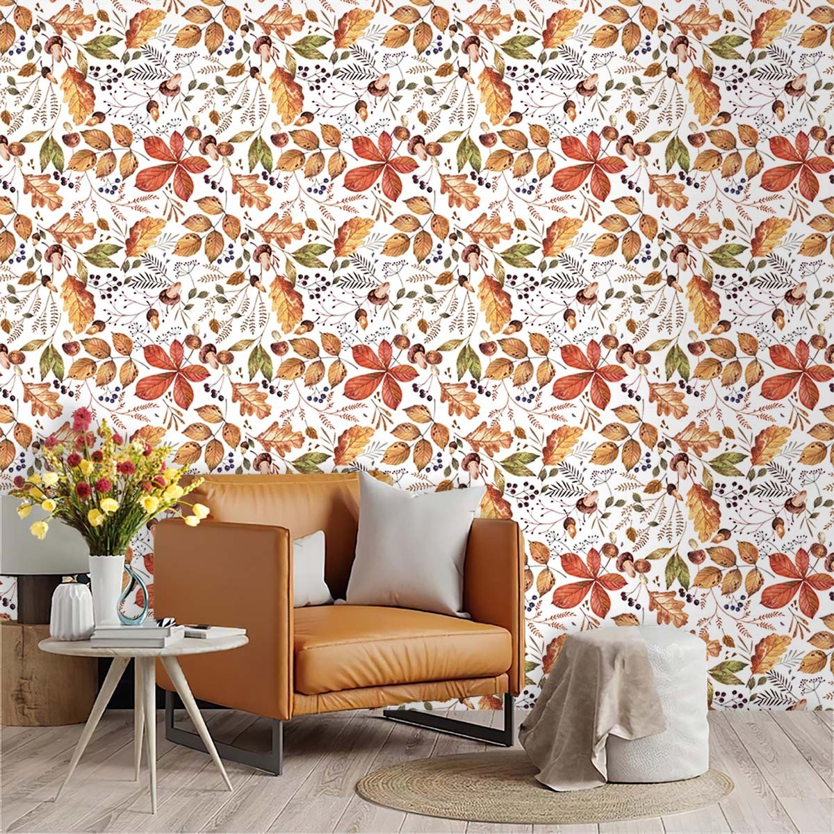 Floral Self-Adhesive Wallpaper - Waterproof PVC Decorative Wall Covering