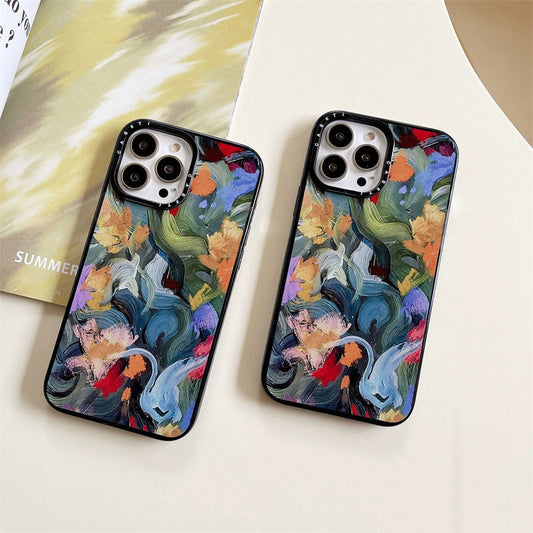 Watercolor Floral iPhone Case - Artistic Oil Painting Design, Soft TPU Cover