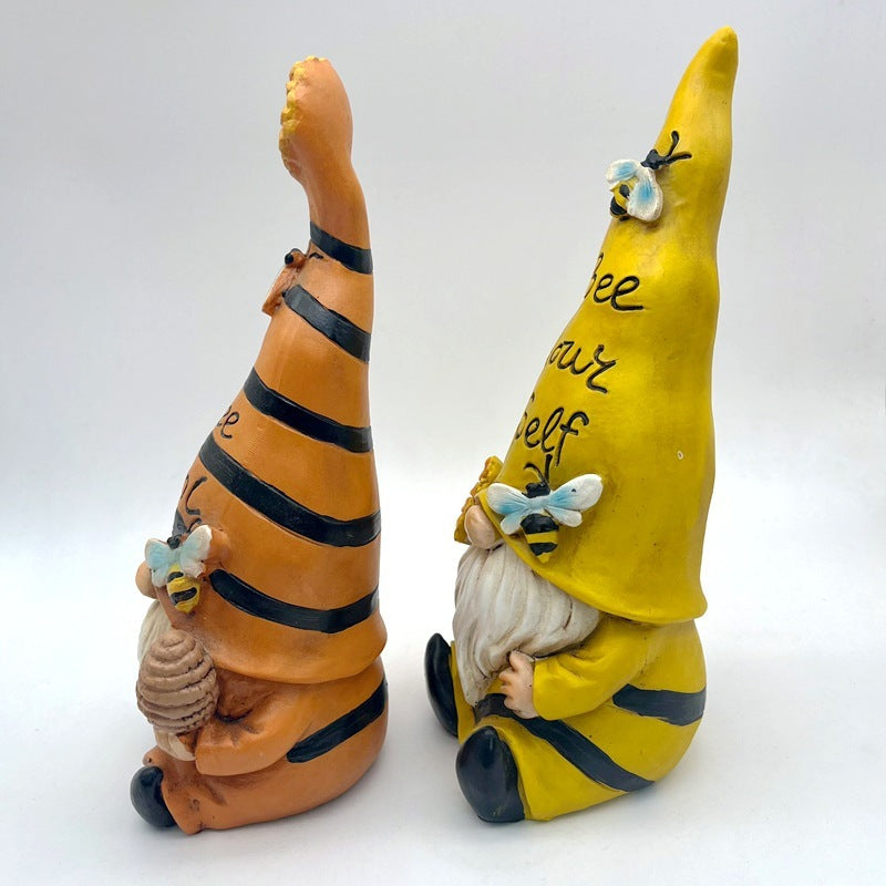 Bee Cool & Bee Yourself Sunflower Gnome Statues - Resin Garden Decorations