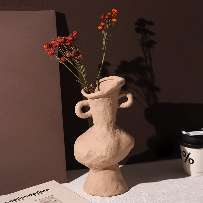 Retro Ceramic Pottery Vases - Rustic Flower Arrangement Table Decor